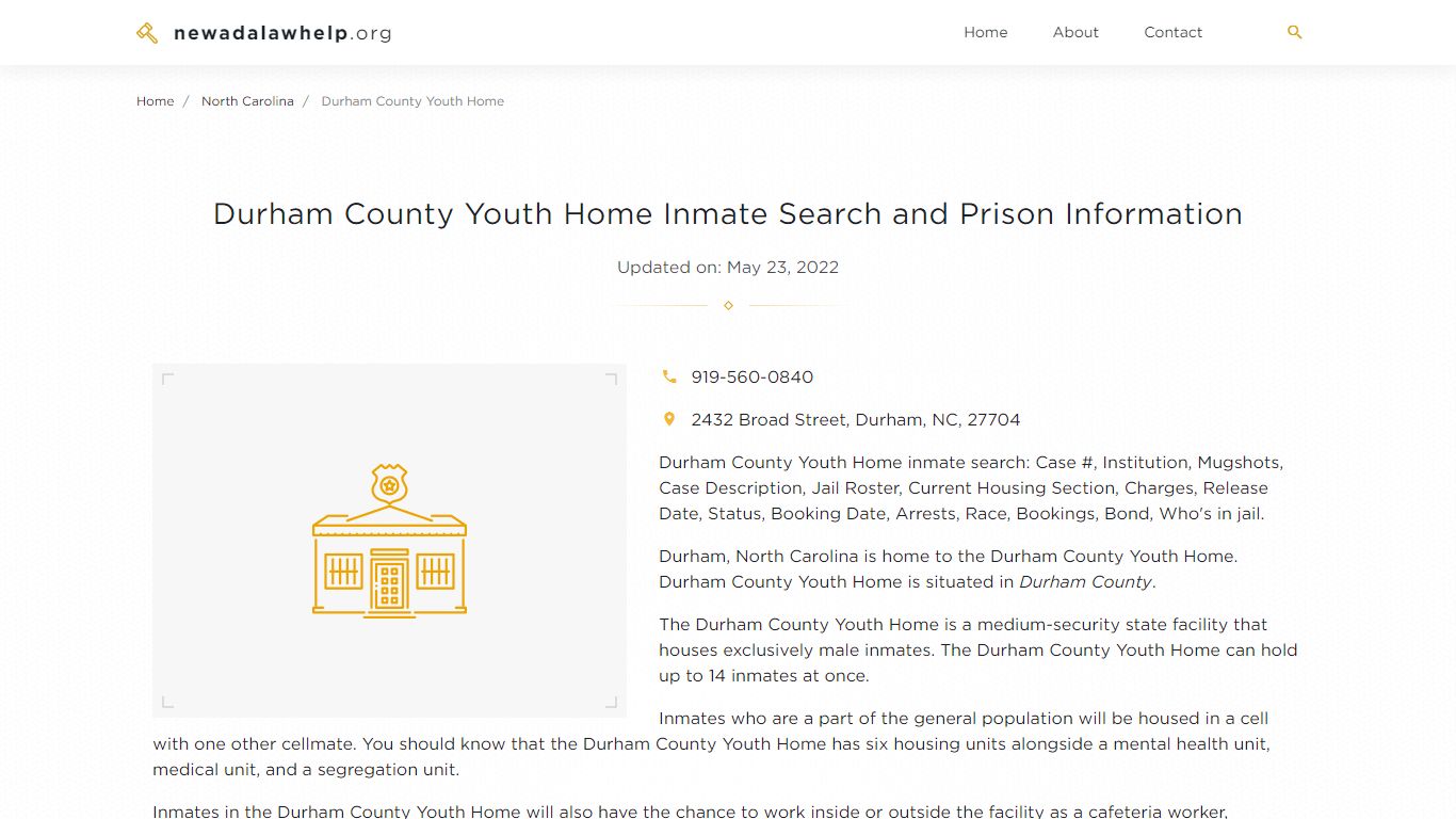 Durham County Youth Home Inmate Search, Visitation, Phone ...